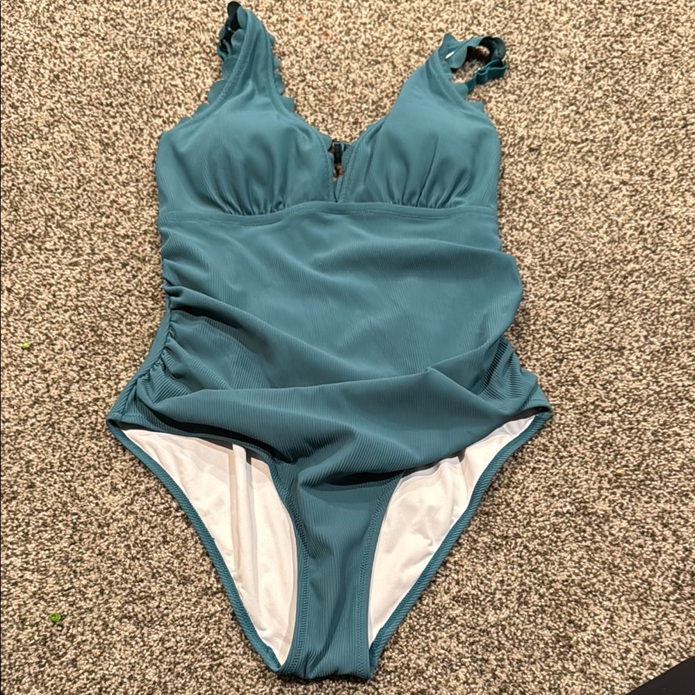 Pinkblush Blue One Piece Swimsuit with Ruched Bust